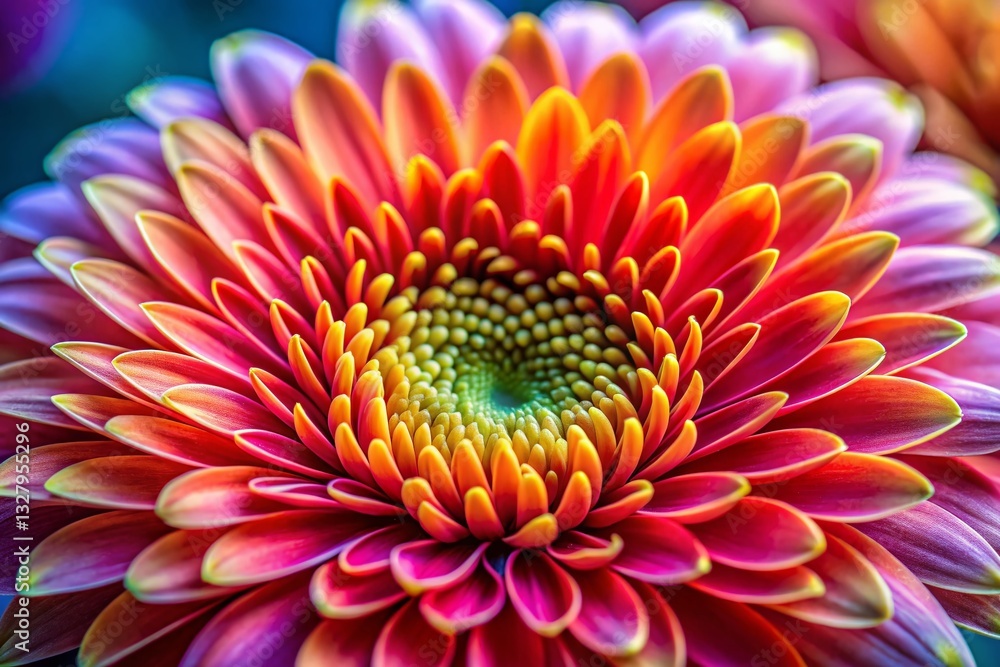 Poster macro close-up of vibrant flower petals with ample copy space for text