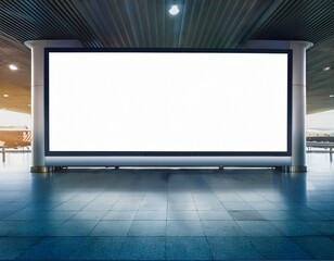 Fototapeta premium blank advertising billboard at airport mockup poster media template ads display