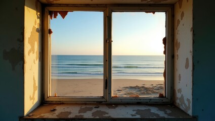 View from window overlooking the sea