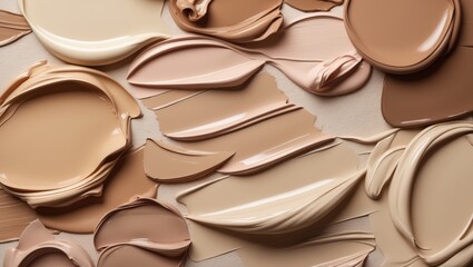 Cosmetic concealer or foundation smear variety set palette backdrop