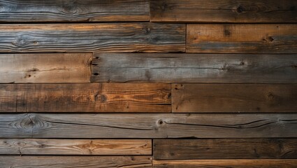 Naklejka premium Multicolor reclaimed barn wood featuring an antique finish.