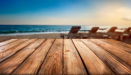 wodden planks terace beach small restaurant table