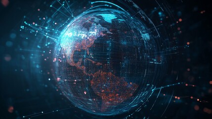 Obraz premium Digital Globe Glowing with Network Connections