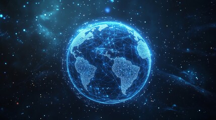 Fototapeta premium Glowing Digital Earth in Dark Space