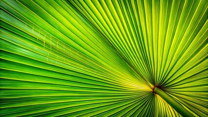 Obraz premium Macro Photography: Lush Green Palm Leaf Texture, Close-up Detail of Tropical Nature