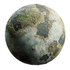Detailed 3D planet Earth model with realistic space textures, symbolizing global connectivity, isolated on transparent background 