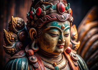 Obraz premium Macro Photography of Hiruko God: Ancient Japanese Mythology, Intricate Details, Symbolic Artifact