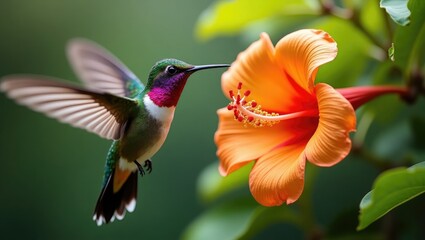Fototapeta premium Ruby-throated Hummingbird and Rufous Hummingbird