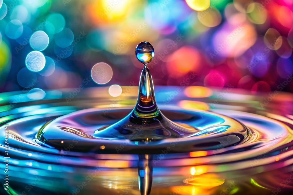Poster macro photography: water droplet reflection with shallow depth of field