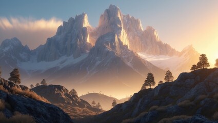 View of mountain at dawn.