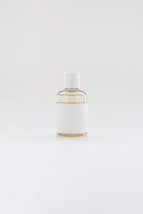 Minimalist Clear Cosmetic Bottle with Blank Label – Branding Mockup