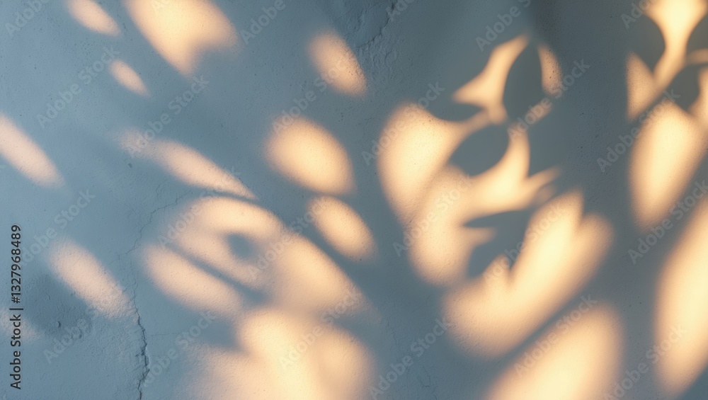 Poster light and shadow of leaf create an abstract background. natural shadows and sunlight diagonal refrac