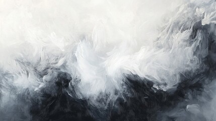 Abstract Gray and White Cloud Mountain Landscape