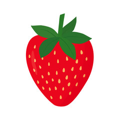 Obraz premium Strawberry. Red strawberry berry isolated on white background. Vector color illustration. For printing and design.