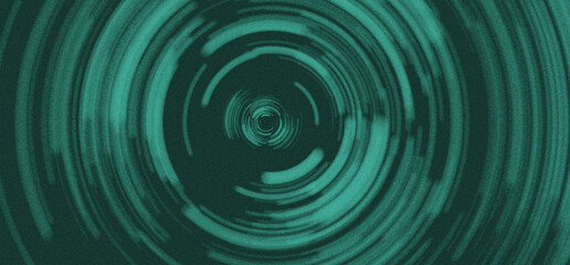 Bright green rotating circle pattern design on dark green background, swirl or spiral effect pattern, with increasingly smaller circles.