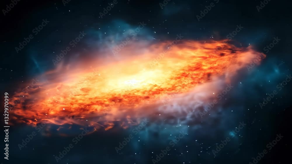 Poster cosmic galaxy exploration in outer space with dramatic light and deep starry background illustrating
