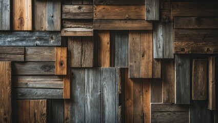 Vintage wooden wall, Scrap wood paneling, Reclaimed timber wall.