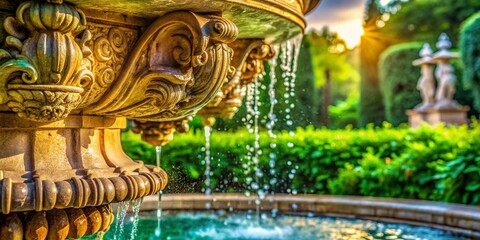 Obraz premium Macro View of Water Droplets on a Fountain Sculpture in Vatican Gardens