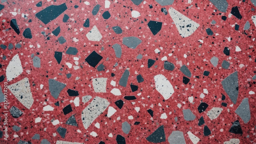 Poster red terrazzo flooring clean it for background patterns and designs