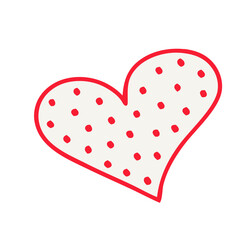 red heart with dots on white background