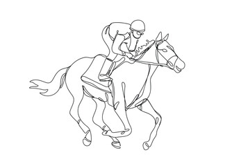 Horse racing , line drawing, vector illustration