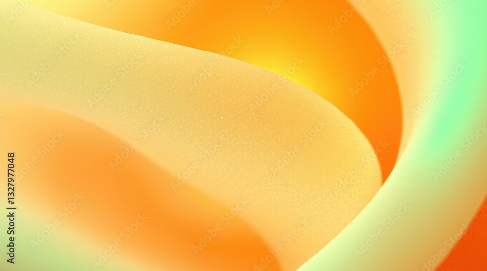 Poster this artwork showcases an abstract design with soft curves and a smooth gradient of orange and green