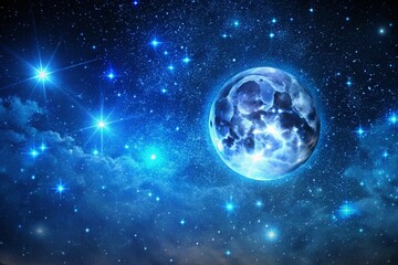 Fototapeta premium Majestic Blue Moon Night Sky - Stunning Celestial Landscape Photography