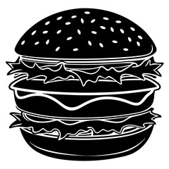 Silhouette of a Black Hamburger - Vector Icon Design