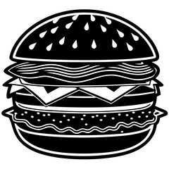 Silhouette of a Black Hamburger - Vector Icon Design
