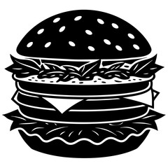 Silhouette of a Black Hamburger - Vector Icon Design