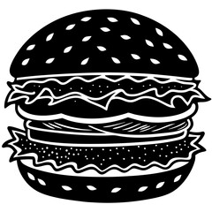 Silhouette of a Black Hamburger - Vector Icon Design