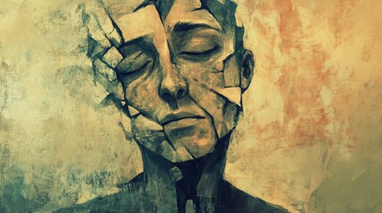 Disturbing Yet Thought-Provoking Portrait Depicting a Fragmented Face to Explore Themes of Identity and Facade