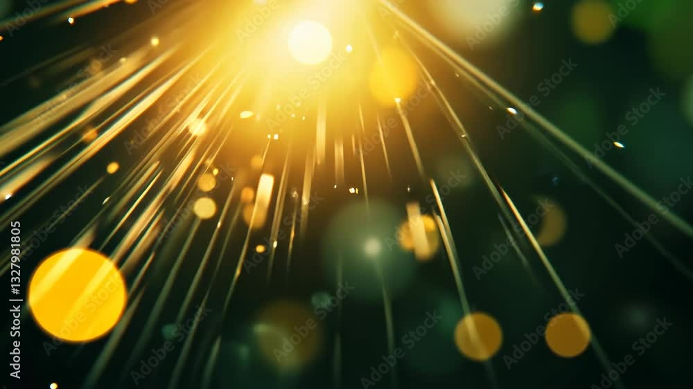 Poster magical particles dance through light in an enchanting forest setting at twilight generative ai
