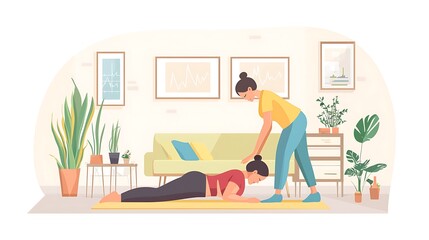 Home yoga session with instructor