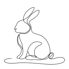 Minimalistyczny królik rysowany odręcznie jedną linią. Sylwetka uroczego zająca w prostym stylu. Ilustracja wektorowa.