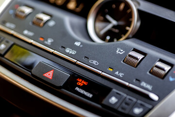 Dashboard, inner workings of a car.Modern car interior details. Car detailing.