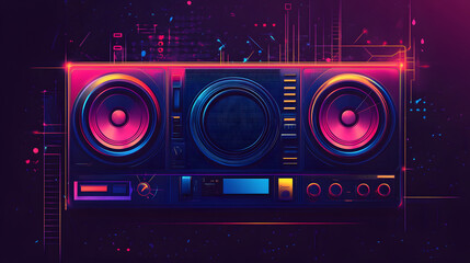 Fototapeta premium Professional Hi-Fi Audio System Illustration on Isolated Background for Design Projects