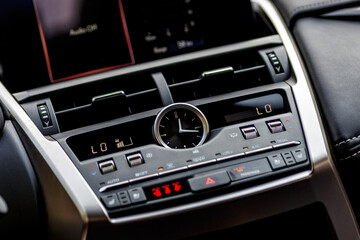 Dashboard, inner workings of a car.Modern car interior details. Car detailing.