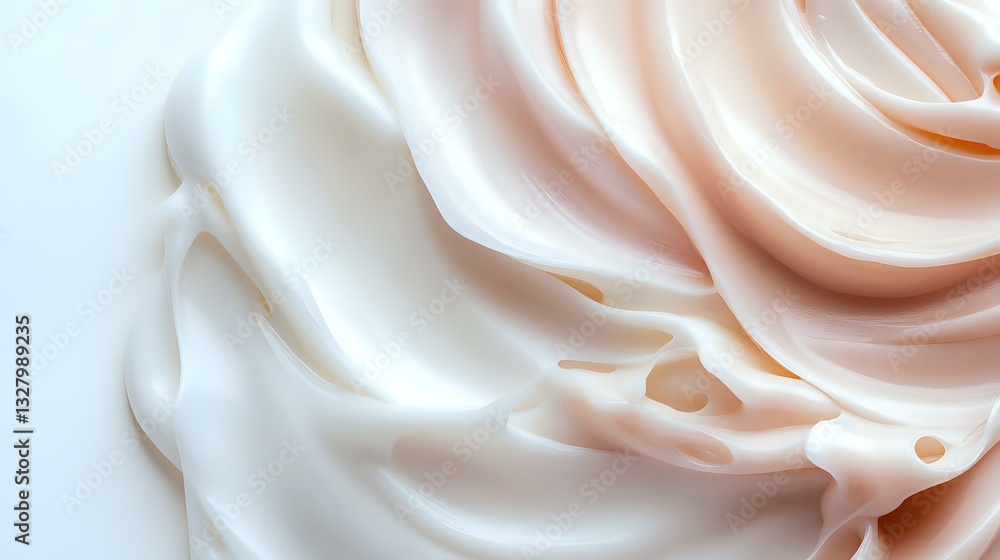 Poster soft peach and white cream swirls creating elegant abstract waves and curves with gentle shadows and