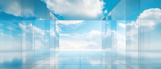 Obraz premium Glass Room with Sky View: Modern Architecture and Serenity