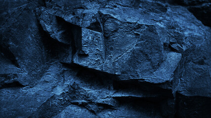 Black dark blue stone rock granite background. Mountain surface texture. Close-up. For design.	