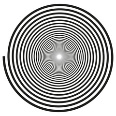 White vortex icon. Spiral motion symbol. Black background element. Vector swirl design.