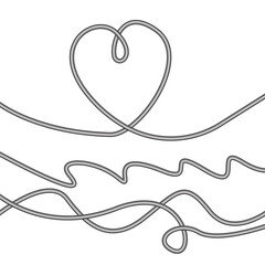 Heart wire icon. Love line symbol. Gray curve art. Vector illustration.