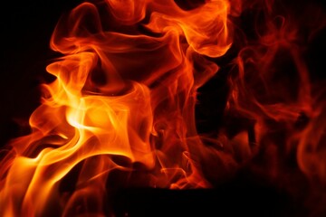fire in fireplace, close-up background