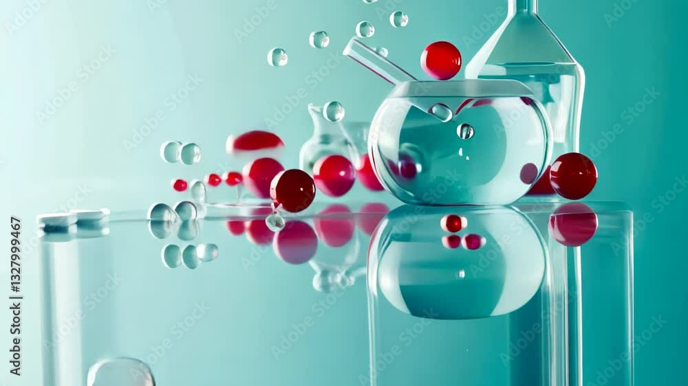 Poster exploring colorful chemistry in a serene laboratory setting during daylight hours generative ai