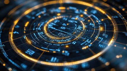 Futuristic digital interface concentric circles