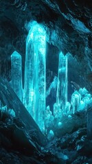 Obraz premium A captivating image of a glowing crystal cave interior