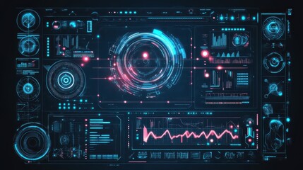 Obraz premium Futuristic digital user interface displays information and data visualizations