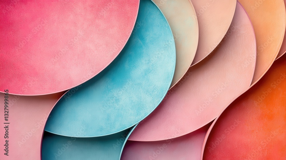 Poster Colorful collection of oval shapes arranged in a visually appealing manner against a soft background in a creative and artistic display