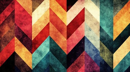 Fototapeta premium Colorful, textured, geometric pattern with distressed effect